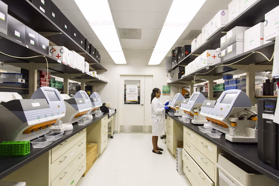 Laboratory scientist testing samples